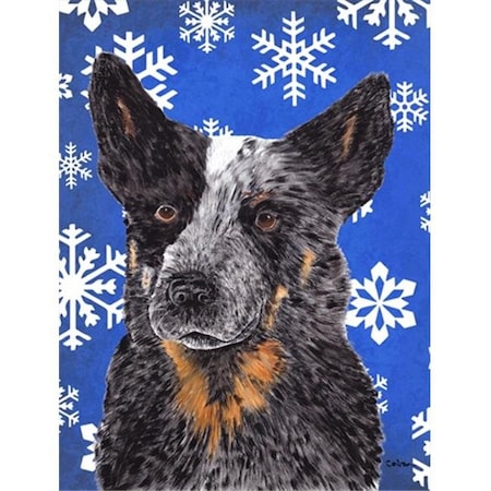 Carolines Treasures Carolines Treasures SC9396CHF 28 x 40 in. Australian Cattle Dog Winter Snowflakes Holiday House Size Canvas Flag SC9396CHF